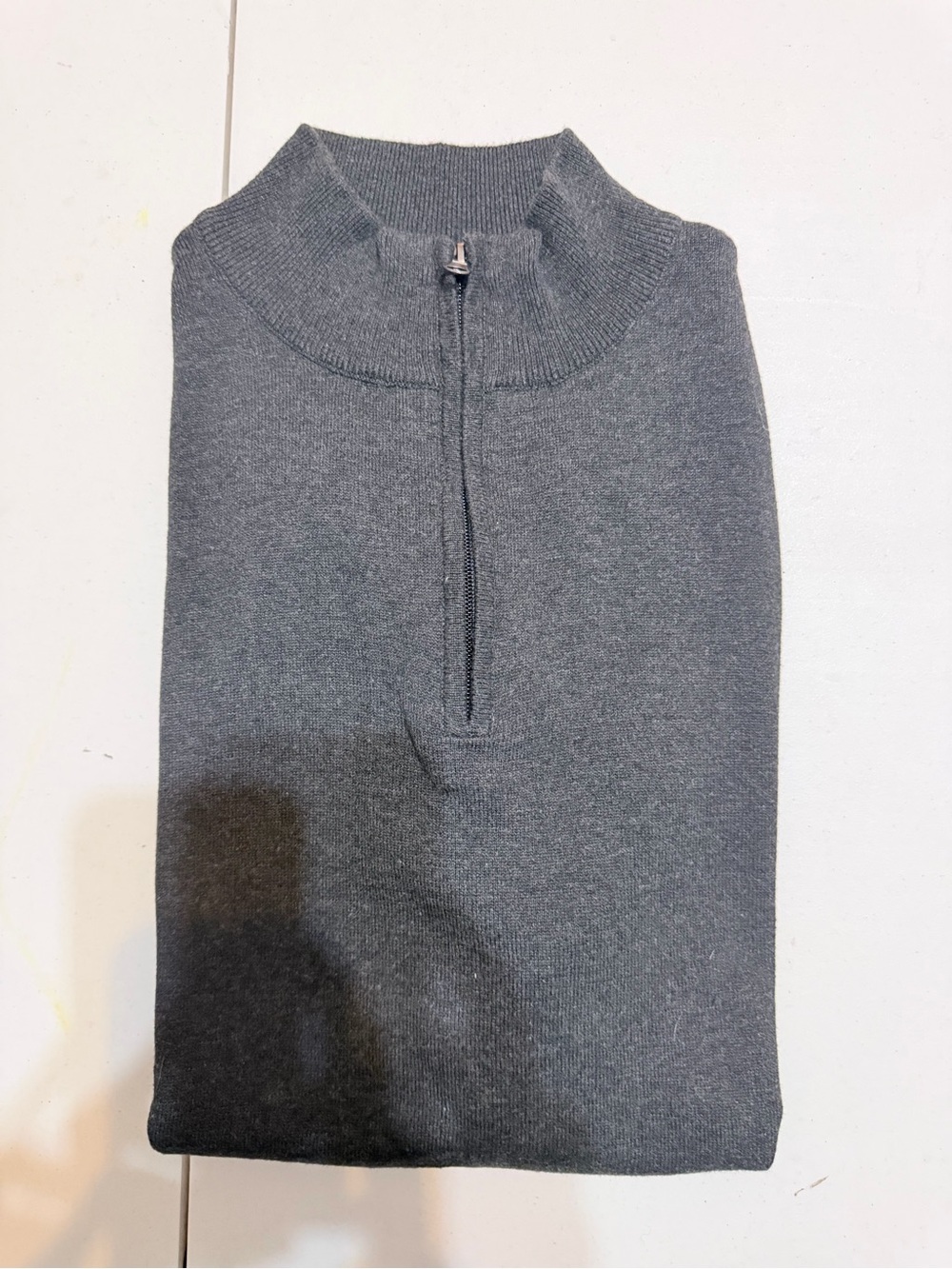 Men's Quarter-Zip Mock Neck Sweater — Charcoal